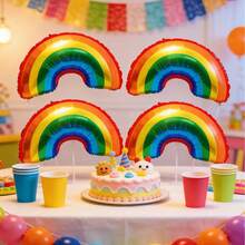4/6pcs Rainbow Arch Aluminum Foil Balloons, Colorful Gradient Aluminum Foil Balloons For Birthday Party Decorations, Suitable For Birthday, Graduation, Wedding Celebrations, Outdoor Picnics, Family Gatherings, Self-Sealing And Easy To Inflate, Durable And Leak-Proof, Adding Vibrant Colors And Ceremonial Atmosphere To Various Joyful Occasions. - A - View 4