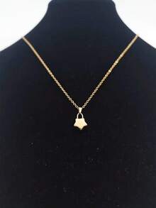 1件18K镀金不锈钢星星吊坠项链，男女通用日常佩戴 - 彩色 - 查看 5