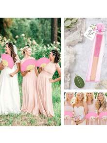 Regalo para ella/él 3/15/30 piezas/Set, Juego de abanicos de papel rosa para bodas, abanicos plegables con etiquetas de agradecimiento y bolsas de tul, regalos para damas de honor, adecuado para decoraciones de bodas, accesorios para fotos de despedida de soltero, regalos perfectos para bodas, ideal para reuniones y eventos - Multicolor - Ver 6
