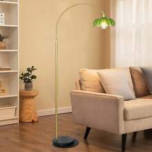 Arc Floor Lamps For Living Room, Gold Floor Lamp With Remote, Glass Standing Lamp For Bedroom, Green Flower Lamp With LED Bulb, Height Adjustable Tall Lamps For Office, Modern Stand Up Lamp Decor - 查看 9