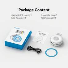 TELESIN Upgraded 4-In-1 Magnetic RGB Selfie Ring Light With Mirror And Phone Holder, Rechargeable Portable Clip-On Fill Light, Compatible With IOS And Android Phones, Suitable For Vlogging, Makeup, Photography, Live Streaming - Silver - View 11