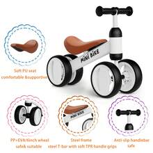 Toddler Balance Bike 10-24 Months | 4-Wheel No-Pedal Ride On Toy With 135°  Steering,Anti-Rollover, Lightweight 3.3lbs, Silent Wheels For Baby Boys Girls - Black - View 4