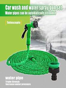 黑色柔性可伸缩花园软管,带7合1可调节喷嘴,适用于浇花、草坪灌溉、庭院养护、洗车、宠物洗澡,四季皆宜。 - A - 查看 3