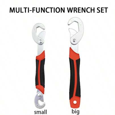 1pc High Carbon Steel Adjustable Wrench, Multi-Function Quick Spanner Large Open-End Wrench, Repair Tool, Anti-Slip Design, Stable Torque, Disassembly Tool, Powerful