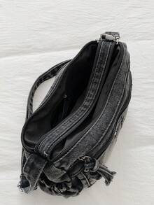 New Casual Chic Soft Jeans Multi-Layer Crossbody Bag With Multiple Pockets, Versatile Commuter Large Capacity Women's Shoulder Bag, Suitable For Work Commuting, Shopping And Traveling. - màu đen - Xem 9