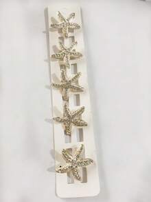 5 piezas Pasadores de pelo con strass en forma de estrella de mar para mujeres, accesorios para el cabello con flequillo lateral, delicados pasadores de pelo trenzados - Multicolor - Ver 8