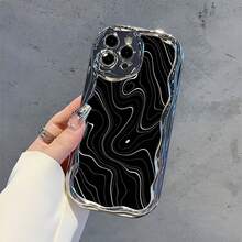 Black White Topo Lines Sk-This Stylish Phone Case Is Compatible With Samsung, Apple, , , , Transsion, ,  And Honor. Made Of TPU Silicone, It Offers Shock And Drop Protection And A Superior Feel. It's An Ideal Gift For Family, Friends, And Loved Ones, And A Perfect Choice For Valentines Day And Year's Gift. - 銀色 - 查看 5