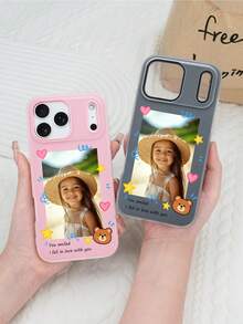 1 Personalized Easter Bunny Pattern Custom Name Anti Fall Pink Phone Case Can Hold Photos Compatible With IPhone 17/17 Pro/17 Pro Max/Air/16/15/14/13/12/11 And Other Models, Suitable As A Holiday Gift For Friends - Pink - View 3