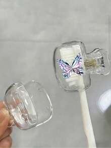 Hermosos soportes para cepillos de dientes con diseño de mariposas, estuche portátil y transparente para almacenar la cabeza del cepillo de dientes, estuche impermeable y a prueba de polvo para cepillo de dientes, protege tu cepillo de dientes, estuche para cepillo de dientes, caja de almacenamiento de cepillo de dientes de viaje, diseño portátil para un fácil transporte, soportes para cepillo de dientes a prueba de polvo para viajes - Talla única - Ver 5