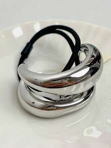 1Pc Minimalist Elegant Hollow Double Layer Metal Hair Scrunchie Women High Elastic Hair Tie Fashion Durable Daily Outing Office Commute Home Care Versatile Hair Beauty Accessory National Celebration Ceremony,Hair Accessories,Hair Ties,Hair Accessories For Women,Hair Stuff,Scrunchies For Hair - Elastic Hair Tie - View 8