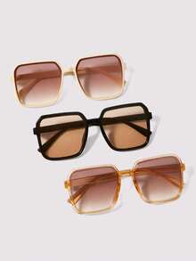 Visivana 3pcs Retro Square Fashion Eyeglasses, Classic Style Eyewear Suitable For Sports, Travel, Festivals, Beach, Driving, Outings, Vacation, Street, Sports, Fishing, Outdoor Activities, Parties For Summer Beach Vacation,Outdoor,Travel Modern Elegant Fashion Accessories Casual Elegant Modern Party Bohemia Style ,Gifts For Mother's Day, Graduation Season And Vacation Season - Multicolor - View 9