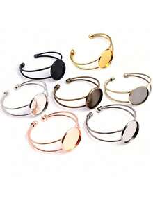 2pcs DIY Bracelet Blank Tray Suitable For 20/25mm Round Cabochon Gemstone Setting, Handmade Jewelry Making Supplies - Bracelet Cabochon Base - View 17