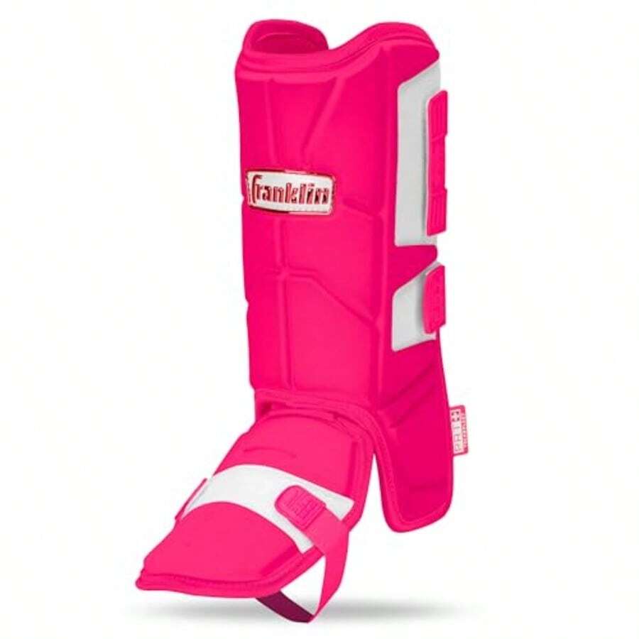 Franklin Sports Baseball + Softball Leg Guard - PRT Series Adult Shin + Foot Shield for Batting - Protective Leg + Ankle Guard with Toe Plate - Right Hand + Left Hand Hitters - Optic Pink - One Size - rosa Óptico - Ver 1