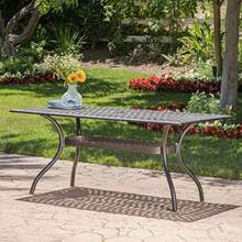Christopher Knight Home 300672 Augusta Outdoor Cast Aluminum Dining Table Perfect for Patio in Shiny Copp Copper - Cobre - Ver 2