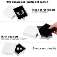 Jewelry Gift Boxes, 20 Pack 3.5*3.5x1Inch Cardboard Jewelry Boxes, Bulk Small Jewelry Boxes With Lids For Necklace Ring Earring Display Box (Black) - 白色抽屜盒(5個裝) - 查看 3