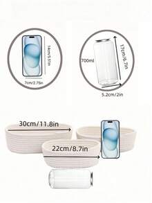 1/3 piezas Cesta de almacenamiento tejida minimalista, organizador de escritorio de gran capacidad, almacenamiento de juguetes y libros, diversos contenedores de almacenamiento, accesorios para dormitorio y sala de estar, herramienta de organización para oficina y dormitorio, organización y decoración del hogar - Blanco - Ver 4