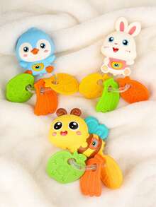 Baby & Kleinkind Beißringe, Lernspielzeug zur Entwicklung der Hand-Augen-Koordination. Süße Cartoon-Designs wie Biene, Pinguin und Hase, geeignete Geschenke für Neugeborene Jungen und Mädchen - Verschiedenfarbig - Übersicht 7