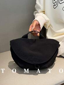 1个可调节肩带休闲运动风斜挎包，顶部提手翻盖包，适合日常使用、大学/学校、通勤、工作、节日、度假，适合女性、新手、上班族、学生 - 黑色 - 查看 2