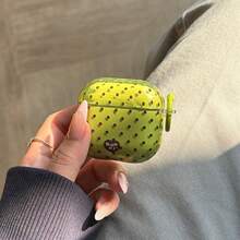 Estuche para auriculares con lunares verdes translúcidos y marrón + anillo circular compatible con Apple Pro 3/Pro 2/ 4/3/2, estuche para auriculares de mujer/minimalista de moda, estuche/funda para auriculares Apple, estuche para auriculares de hombre - Verde - Ver 6