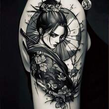 (Manga de Geisha) Pegatinas de tatuaje temporal, tatuajes temporales realistas y de larga duración, resistentes al agua y a los arañazos, duran de 7 a 15 días - Navideño - Ver 1