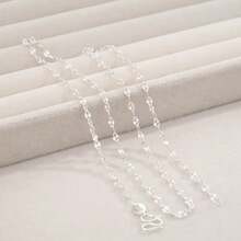 925 Sterling Silver Necklace, Unisex Minimalist Snake Bone Chain Necklace, Collarbone Chain For Men And Women - White - View 23