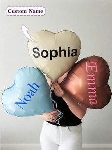 1 pieza Globo de aluminio con forma de corazón mate personalizable, se puede imprimir el nombre, globo del Día de San Valentín, globo de cumpleaños personalizado, globo personalizado - Multicolor - Ver 5