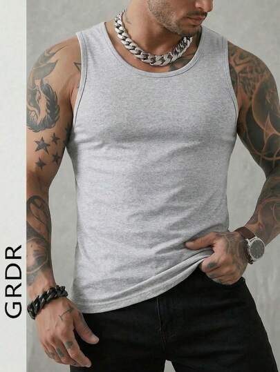  Áo tank top không tay nam GRDR màu trơn thời trang tối giản phong cách thường ngày