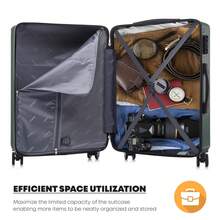 YONSLY Large Suitcase 20/24/28 Inches With YKK Zipper TSA Lock 4 360° Wheels Spinner Mesh Pocket Soft Rubber Handle Travel Suitcase For Short Trips - 深綠 - 查看 6