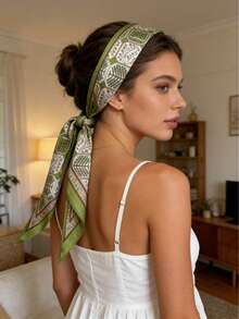 1pc Silk Feeling Head Scarf Women's Fashion Square Neck Satin Scarfs For Bag Hair Scarves Gift - Multicolor - View 4