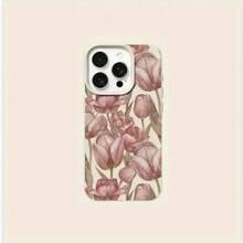 Oil Painting Tulip Pattern Soft Shell Litchi Texture Phone Case, Suitable As Birthday And Christmas Gift For Couples, Girlfriends, Daughters, Teenagers - Antique White - View 2