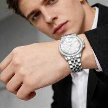 Reloj Casual ZOEA para Hombre, Correa , Esfera Elegante, Uso Diario y Trabajo - Correa-Plata/caja-Plata - Ver 5