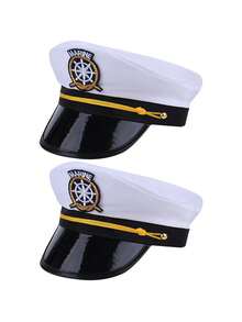 1pc Embroidered Captain's Hat, Uniform Prop Captain's Cap, Suitable For Party Accessories,Beach,Holiday - L - View 10