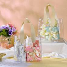 4pcs/1pc Transparent PVC Daisy Print Tote Bag, Mother's Day Party Favor Bag, Mother's Day Gift Packaging Bag, Mother's Day Bouquet Decor Bag, Bridal Shower Gift Bag, Bridesmaid & Groomsman Gift, Birthday Party Favor, Graduation Memento Bag, Baby Shower Guest Favor Bag - Multicolor - View 3