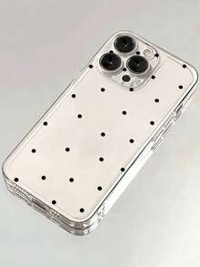 Capa protetora transparente de TPU com estampa de bolinhas pretas, 1 unidade. Compatível com Apple Xs/Xs Max/Xr/11/12/13/14/14 Plus/15/15 Plus/16/16 Plus/7/8 Plus/17 e outros modelos. Ideal para presentear namorado(a) em datas comemorativas, aniversários de namoro ou casamento. - Multicolorido - Ver 3