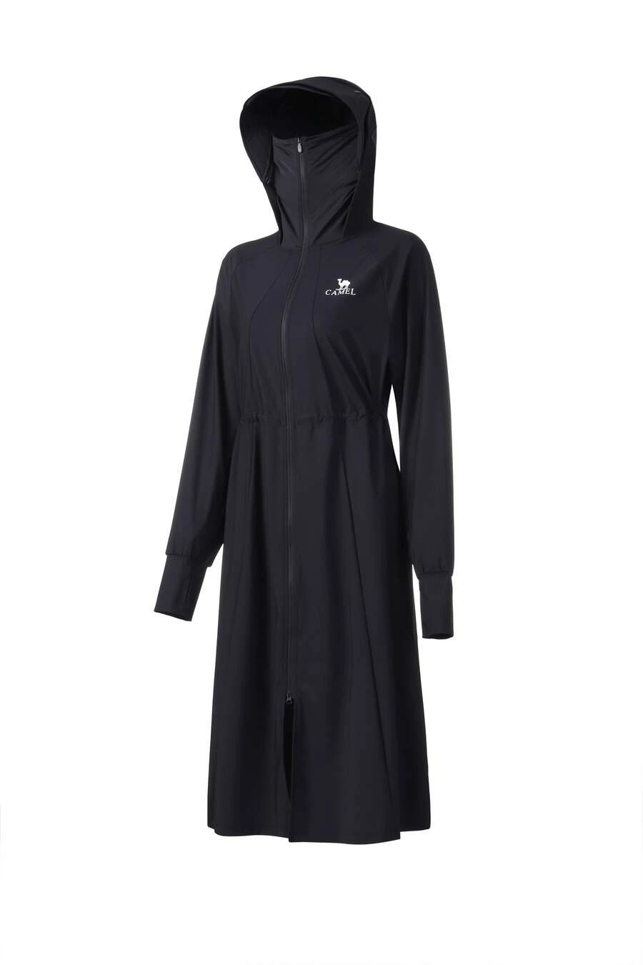 CAMEL CROWN 女士防晒服，轻便透气长款防晒外套，黑色，适合春夏户外穿着 - 幻影黑 - 查看 1