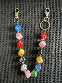 1pc Dice Multicolor Men's Punk Style Chain Waist Chain, Hiphop Ins Minimalist Waist Chain, Suitable For Decorating Keys, Wallets, Bag Buckles, Random Color Sequence Delivery - Multicolor - View 6