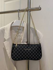 Túi đeo vai nhỏ vuông, in họa tiết, phong cách retro tối giản, dung tích lớn, kiểu dáng thường ngày, dành cho nữ, mùa hè 2026. - màu đen - Xem 9