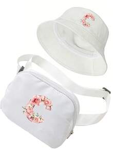 Women's Fashionable Outdoor Waist Pack, White Sun Hat Features A Unique Pink Rose Design And Lettering. Running Waist Bag, Women's Crossbody Chest Bag With Adjustable Shoulder Strap, Suitable For Daily Use, Outdoors,Travel Essential - Multicolor - View 18