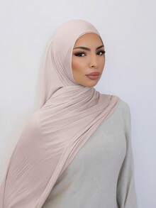 1件装女士针织头巾，莫代尔面料，吸汗面料，纯色，丝滑柔软，舒适透气，可作头巾、头饰、针织头巾，尺寸为180厘米*70厘米，适合日常、户外、祈祷、礼拜、海滩、度假等场合。 - 彩色 - 查看 19