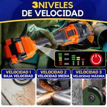 Amoladora Angular Inalámbrica 20V • Motor Sin Escobillas 1300W • Batería Doble • Multiusos - Naranja - Ver 5