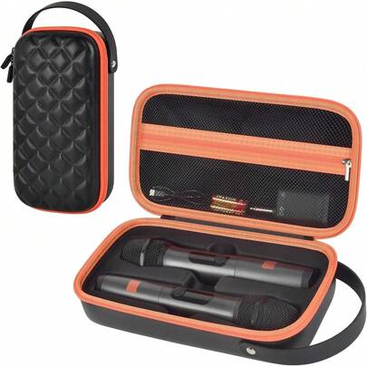 ALKOO Hộp đựng micro không dây cho J*L PartyBox & hệ thống hai micro, hộp đựng micro karaoke chống sốc khi đi du lịch kèm vỏ bọc mút cho micro, chứa được 2 micro, bộ thu, bộ chuyển đổi, pin AA, bộ sạc và các phụ kiện khác – Chỉ bao gồm hộp đựng. Túi đựng thiết bị kỹ thuật số, hộp đựng đồ điện tử, hộp đựng dây cáp, túi đựng cáp, đồ dùng cần thiết cho kỳ nghỉ, du lịch.