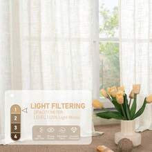 LAMIT Cortinas de Lino Crema de 24 Pulgadas de Largo Paneles de Ventana Semi Transparentes con Filtro de Luz con Trabillas Traseras y Bolsillo para Varilla para Cocina/Ventanas Pequeñas 25 x 24 - Crema - Ver 4