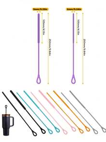 Silicone Straw Cleaning Brush, Reusable Straw Cleaning Brush With Flexible Steel Core, Extra Long Soft Bristle Bottle Brush Suitable For Cleaning Glass Straws And Crevices - A - View 9