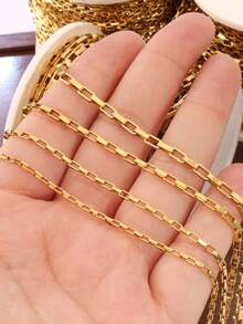 100厘米不锈钢盒式链条，金色空心矩形缆绳链，适用于DIY珠宝制作，项链、手链、脚链、身体链等工艺配件 - 盒仔鏈 - 查看 10