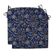 Quality Outdoor Living 29-JBF02DC Universal Indoor/Outdoor Dining Chair Cushion Set of 2 18 x 18 Jacobean Blue - Azul jacobino - Ver 1