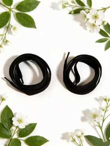 1 Pair 110cm Black Low Elastic Flat Shoelaces, Suitable For Flats/Casual Shoes/Sneakers, Shoe Accessories (Shoelaces Only, Shoes Not Included) - Black - View 5