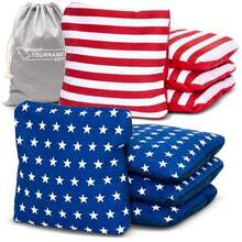 - Juego de 8 pufs de Doble Cara con diseño de Cornhole Slide and Stop Regulation Tournament Juego de 8 - rojo blanco azul - Ver 1