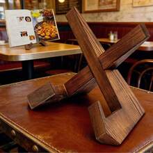 1个手工木制食谱架 - 木制书架和菜单展示架，现代厨房台面收纳架，光滑表面，食谱架，情人节/母亲节完美礼物 - 彩色 - 查看 12