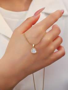 Bộ 4 mặt dây chuyền vàng dành cho nữ, hình tròn, giọt nước, hình vuông, đính đá Cubic Zirconia mịn, thiết kế dạng dây xích hình rắn có vòng chữ O, trang sức tối giản tinh tế, dễ thương, ít gây dị ứng và thân thiện với da nhạy cảm, món quà ý nghĩa cho kỷ niệm, ngày Valentine, sinh nhật dành tặng bạn thân, bạn gái, mẹ, con gái. - Nhiều màu - Xem 9
