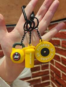 Yogodlns Gym Series Key Chain Color Handmade Rope Key Ring Fashion Pendant Dumbbell Kettlebell Keychain Bag Charms Car Key Ring Hand-Woven Fitness Keychain - Multicolor - View 8